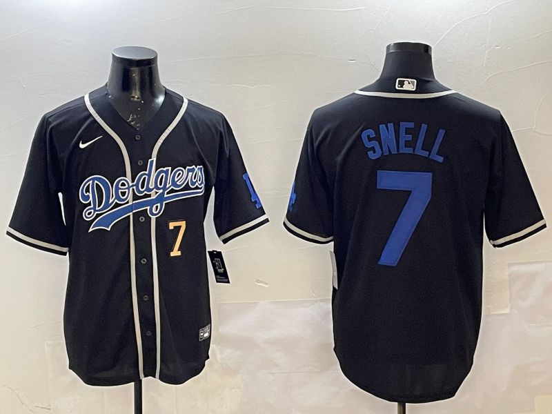 Men Los Angeles Dodgers #7 Snell Black Fashion Game 2025 Nike MLB Jersey style 12